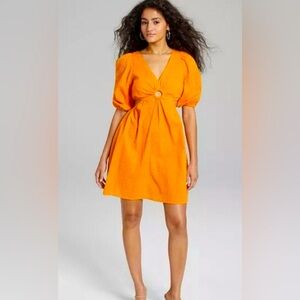 NWT And Now This Orange Cut Out Bohemian Gauze Mini Dress